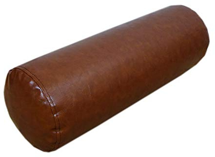 PU Leather Waterproof Long Bolster Cervical Pillow Round Roll Cylinder Bolster Neck Pillow Waist Back Pillow Creative Feet Support Cushion (Dark Brown, 12×40cm)