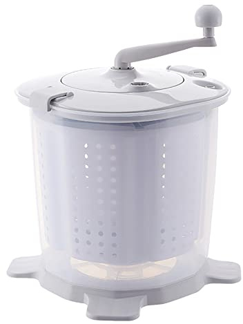 Zidao Mini Lavatrice manovella Lavatrice asciugatrice Manuale Camping Piccolo Semplice Lavaggio Plastic Machine in Dormitorio Singolo Vasca di Lavaggio contatore Lavatrice Portatile,Bianca