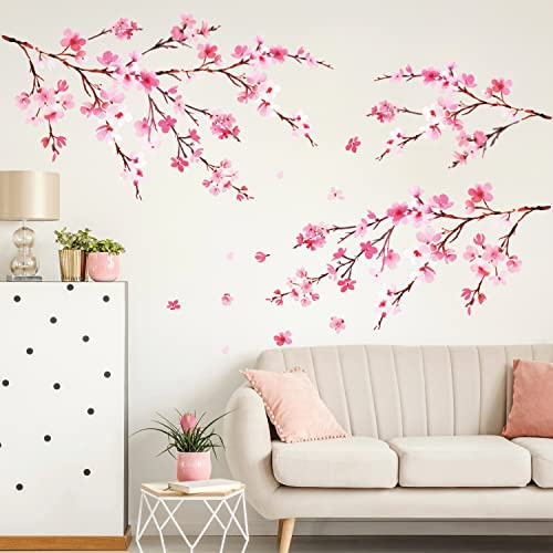 DECOWALL DS12-2003P1903 Fiori di ciliegio ad acquerello Adesivi da parete per camera da letto per bambini, asilo nido, soggiorno, wall adhsif casa decalcomanie