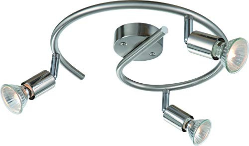DM Leuchten Deckenlampe rund LED Lampe schwenkbar 3 flammig inkl. Leuchtmittel 3x 3 Watt, warmweiß, GU 10 Fassung, LED Deckenleuchte LED Strahler LED Spot, Matt Nickel