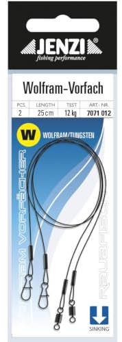 Jenzi Tungsten-Vorfächer Leader mit Karbiner und Wirbel 25cm 2Stk