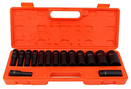 Ausla Impact Socket Set, 15-teiliges Sechskant Nüsse -Metric 1/2 Zoll tief 10-32 mm Schlagschrauber Nüsse Set für Garage, Werkstatt