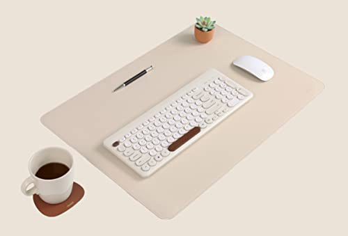 Nodito Doppelseitige Leder-Schreibtischunterlage, Löschunterlage für Laptop-Computer, Mauspad, Schreib-, Zeichen-, Kunst- und Bastelunterlage (17x24, Beige/Braun)