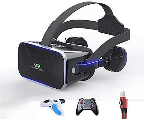 Auriculares VR Gafas Realidad Virtual Auriculares Sonido Estéreo con Auriculares Realidad Virtual con Control Remoto Compatible con Mando Distancia Juegos Películas 4.7-6.5 Pulgadas Teléfono