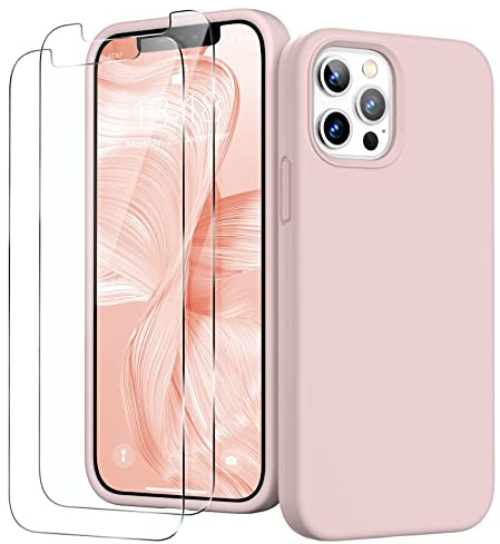 GOODVISH für iPhone 12 Hülle für iPhone 12 Pro Hülle Silikon,Sandpulver | mit 2 Stück Schutzfolie, Rundumschutz Handyhülle mit Weichem Mikrofaser Innenfutter Stoßfestes Schutzhülle für 12 6.1