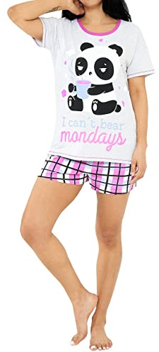 Harry Bear Damen Schlafanzug Panda Mehrfarbig Medium