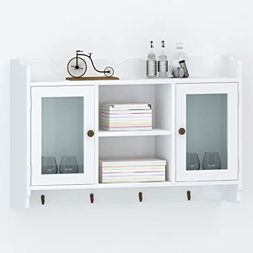 INLIFE MDF Wandschrank Schrank Regal Bücher/DVD/Gläser Aufbewahrung weiß