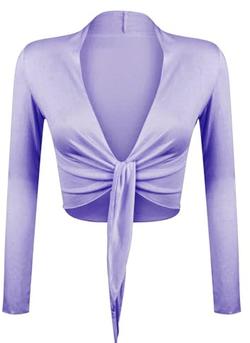 Gloop Dam vacker, elegant bolerojacka långärmad bolero för knut, lila, XL