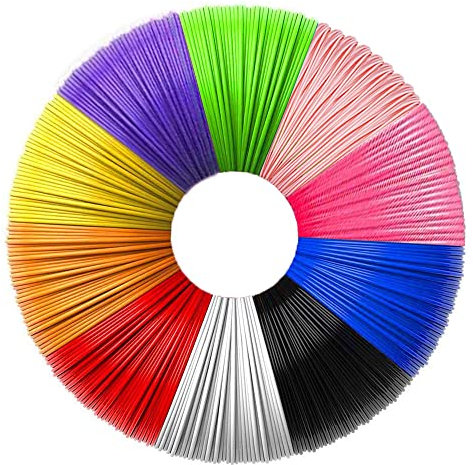 PCL Filament 1.75 für 3D Stift, 3D Pen Filament,10 Farben, je 5M, 3D Stift Nachfüllpacks Farben für Kinder und Erwachsene Starterset,3D Stift Zubehör für Niedrigtemperatur 3D Drucker stift