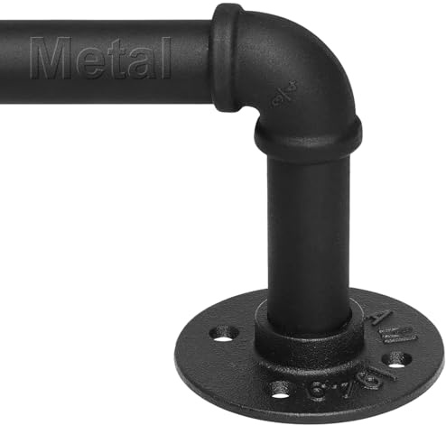Refrze Industrial Blackout Curtain Rod, 34-48 Inch, 1 Inch Diameter, Heavy Duty, Adjustable, Wrap Around, Black