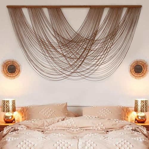 Large Macrame Wall Hanging Brown Die-Dyed 59.00 W x 31.00 L Boho Wall Decor Yarn Tapestry Craftsmanship Home Macrame Wall Decor