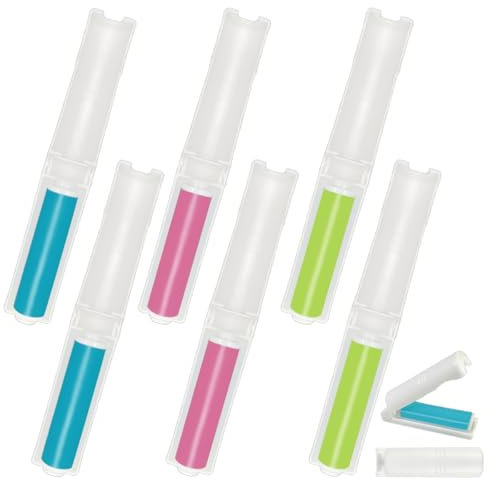 Wiederverwendbare Fusselrollen, 3 Farben, faltbar, Mini-Fusselrolle, klein und tragbar, um Fusselhaare, Staub und Tierhaare leicht zu entfernen (Blau, Grün, Rosa), 6 Stück