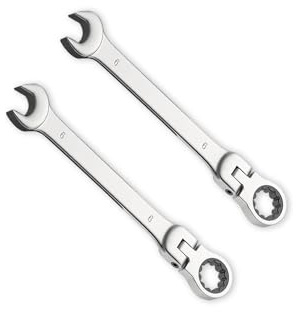Leliafleury 2 llaves de trinquete de 6 mm, llave combinada, llave métrica de acero cromo vanadio pulido CR-V, 72 dientes, caja y anillo de extremo abierto, herramienta para bicicleta en casa