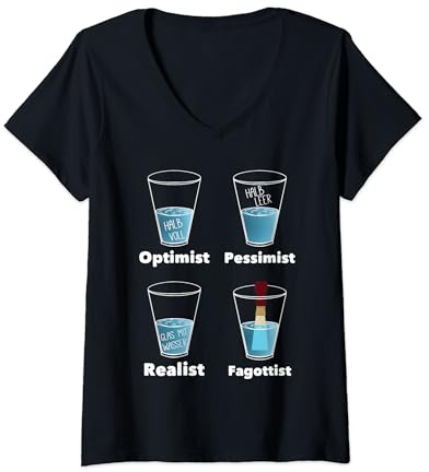 Damen Optimist Pessimist Realist Fagottist Fagott Musiker Design T-Shirt mit V-Ausschnitt