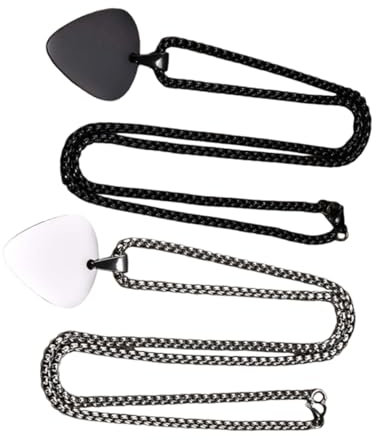 Parliky 2stücke Edelstahl Gitarren-plektrum Anhänger Halskette in Stahl Schwarzfarben Modisches Gitarren-pick Design Gravierbar Dekorativer Schmuck Für Musikliebhaber Geschenk