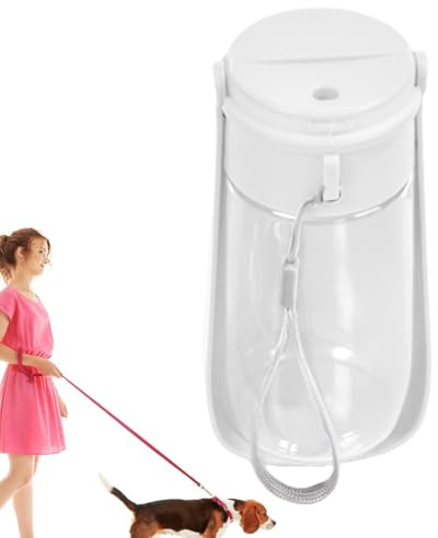 Vaso de agua plegable para mascotas – 450 ml botellas de agua para mascotas para perros, vaso portátil para mascotas con tapa abatible | Dispensador de bebedero plegable para perros, agua portátil a