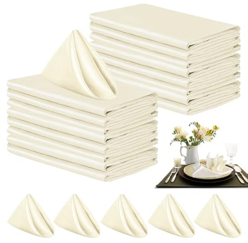 Stoffservietten, 24 Stück Servietten Stoff 43 x 43cm, Leinenservietten, Waschbare Papierservietten für Mittagessen, Restaurant, Hochzeiten, Hotel, Veranstaltungen und Partys