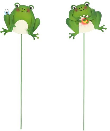 POPETPOP 2stücke Gartenstecker Mit Frosch- Dekorative Eisenfiguren Für Garten Und Blumenkübel Farbenfrohe Ornamente Für Außenbereich Für Garten-deko Und Frühlingsverschönerung