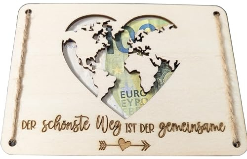Woodland Mail Hochzeitsgeschenke aus Holz mit detaillierter Gravur - Geldgeschenk Hochzeit