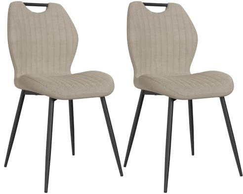 JIJIAN 2er Set Stühle Esszimmer mit Chenille, Graubraun Esszimmerstühle | Metallbeinen, Bis 150 kg Belastbar, Modernes Design, Küchenstühle, Polsterstühle für Esszimmer Wohnzimmer Küche