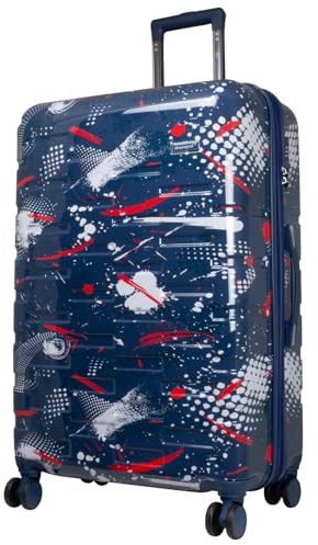 Trendyshop365 Hartschale Reisekoffer groß Pescara mit Motiv 77cm 4 Rollen Dunkelblau