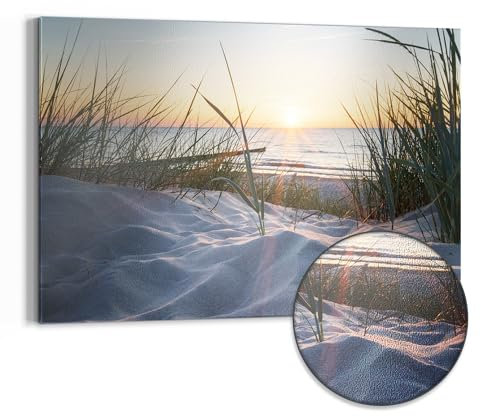 DEQORI Metall Magnettafel | 90x60 cm cm groß | Motiv Ostsee Sonnenuntergang | Whiteboard für alle Magnete | Magnetboard Wand-Tafel für Küche & Büro | Design Magnetwand Pinnwand magnetisch