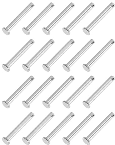 PATIKIL 20 Stück 40mm Lange Steckbolzen 5mm Durch. Flachkopf Edelstahl Bolzen mit Loch 2mm Durch. Einlocher Sicherungsbolzen für Industrie Maschinenbau Anhänger Scharnier Möbel, Silber