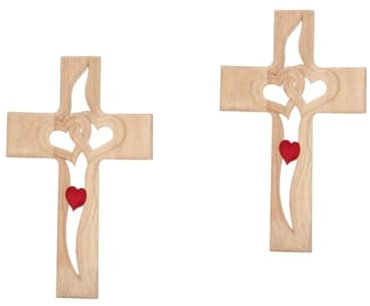 Ciieeo 2St religiöse Kreuzverzierung bürodeko büro dekoration house decoration handwerkskunst gefälschte Pflanze hängender Wandpflanzer Holzkreuz für Desktop religiöse Altarfigur hölzern