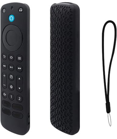 Étui de Protection en Silicone pour Alexa Télécommande Vocale Pro 2022 Version, Housse de Protection Anti-Chocs et Anti-dérapante pour Télécommande avec Lanière (Noir)