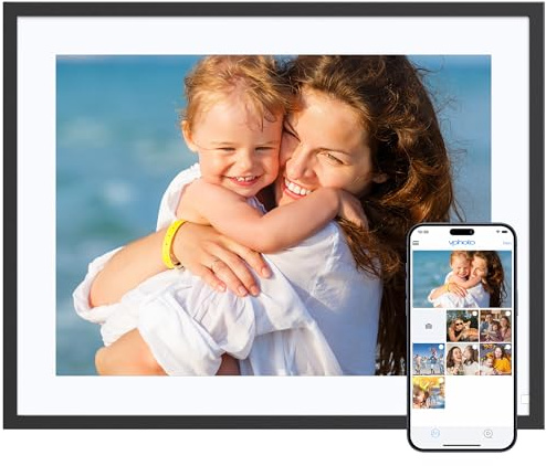 Dragon Touch Digital Picture Frame 16.7 inch 4:3 Touch Screen Large Digital Photo Frame Display, 32GB Storage Auto-Rotate, Easy Setup to Share Photos or Videos via Vphoto APP, Wall Mountable