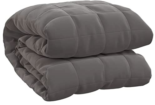 Tomostar Gewichtsdecke für Erwachsene, gewichtete Decke, gewichtete Steppdecke, Weighted Blanket Grau, 200 x 220 cm, 9 kg Stoff