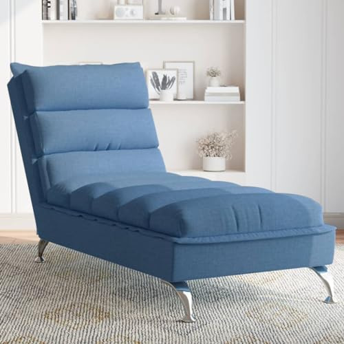 Teenpull Chaiselongue, blå, tyg, stoppad säng med kudde, mysig relaxstol för vardagsrum, sovrum, läshörna