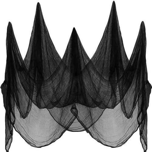 HongChelle Grande garza di cotone a rete di Halloween, 599,4 x 198,1 cm, oggetti di scena decorativi, panno decorazione di Halloween per tovaglia, camera da letto, finestre, parete, cortile esterno