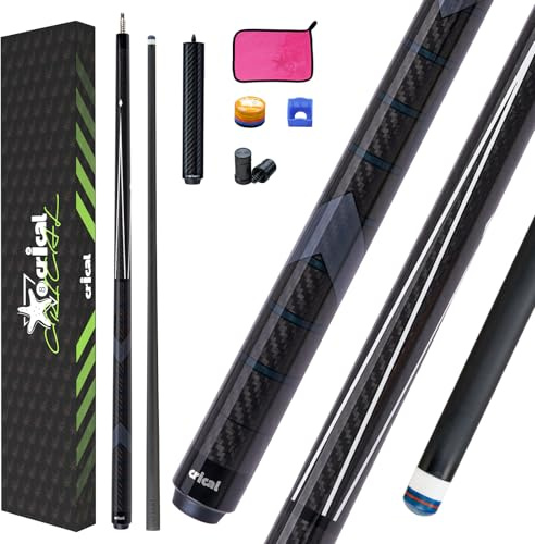 CRICAL Billardqueue-Stick aus Karbonfaser, 147,3 cm, professionelle Billard-Queue-Sticks mit geringer Ablenkung, mit 3/8 x 8-poligem Gelenk und 12,5 mm Spitze