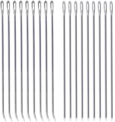 FSSTUD 18 Pcs Extra Long Metal Sewing Needles Meat Trussing Needle Tool Turkey Lacing Needles Poultry Cooking Needle Turkey Roasting Tools Kitchen Roasting Supplies Straight Curved 17 cm