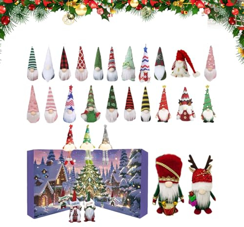 Calendrier De L Avent Lutin De Noël,Décoration D'Intérieur De Collection Avent 2025 | Décoration de Table en Figurines pour Filles Garçons Adolescents Adultes Famille Amis