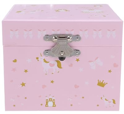 SAFIGLE Scatola portaoggetti musicale a forma di unicorno per bambini, con unicorno girevole, per bracciali, collane, orecchini e accessori per