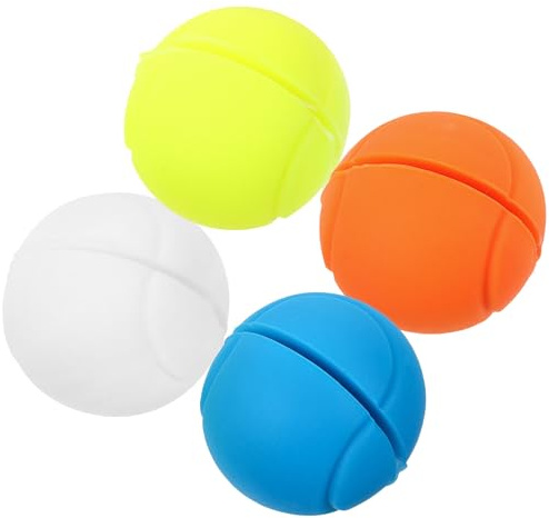 Mikinona Lot de 4 Amortisseurs de Vibrations pour Raquettes de Tennis en Plastique Forme Balle de Tennis Couleurs Assorties Accessoires Antivibrations Compatibles Toutes Raquettes pour