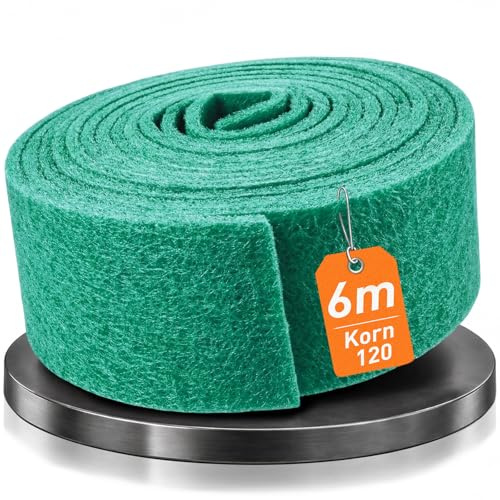 Schleifvlies Rolle 6 m x 100 mm, Korn 120, Robustes und Langlebiges Schleifpad für Metall, Holz, Lack und Edelstahl, Schleifschwamm für Profi und Heimwerker