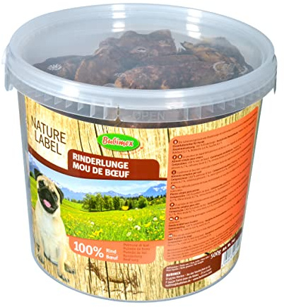 bubimex - Rinderlunge – Leckerli für Hunde – 100% natürliches getrocknetes Fleisch – Digeste und proteinreicher Snack – 500 g