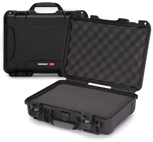 NANUK 910 – Vattentät skyddsväska i NK-7-komposit med anpassningsbar skuminsats (36,3 x 28,2 x 11,9 cm) (Svart)