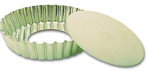 Moule à manqué rond cannelé professionnel, à fond mobile en fer blanc à 230 mm de diamétre