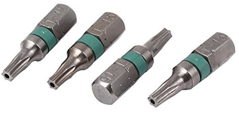 sourcing map Embout de tournevis de sécurité Torx à tige hexagonale T15 gris longueur 25 mm 4 pièces