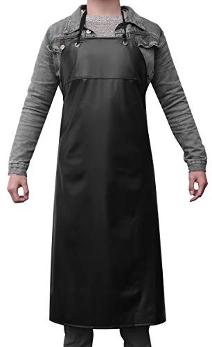 Supvox Waterproof Unisex Heavy Duty Apron for Butchers Kitchen (Black)