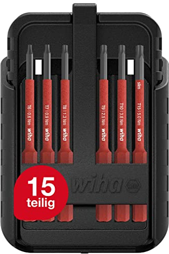 Wiha Bit Set slimBit electric TORX®, TORX PLUS® 12-tlg. I inkl. slimBit-Boxen und Gürtelhalter I flexibel, kompakt, mobil I VDE geprüft (43161)