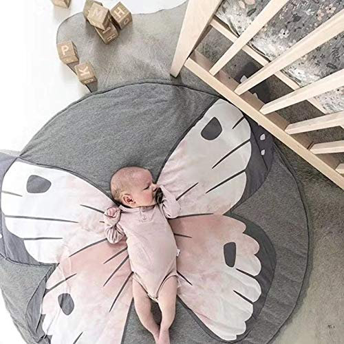 KIKOM Krabbeldecke Cartoon Tier Spielmatte Spieldecke Baumwolle Weiche Schlafteppich für Baby Kinder 90CM (Schmetterling)