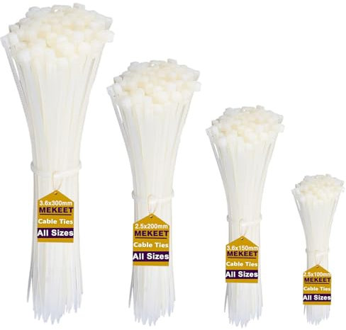 400 Pièces Serre Câbles Attaches électrique Nylon Câbles Serre-Câble Autobloquant Collier Serrage Plastique Attaches Câble Résistant aux UV et à la Chaleur Blanche