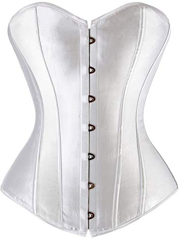 Everbellus Damen Sexy Vintage Taillentrainer Cincher Overbuste Korsett Bustier Weiß Medium