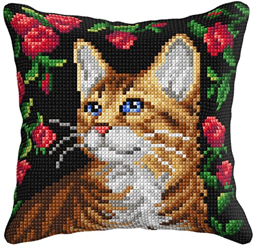 Orchidea - Kreuzstichkissenpackung - Katze - Bedruckte Stramin - 4.5 Count - Für Erwachsene - 30.99035