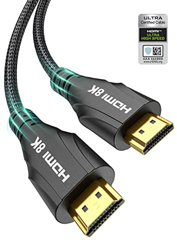 Cratree Cable HDMI 2 metros Certificado,8K Ultra Alta Velocidad Cable HDMI Corto,10K 8K 60Hz 4K 120Hz 48Gbps,Dolby Vision HDCP 2.3 eARC,Compatible con PS5 PS4 Pro HDTV Blu-ray Monitor